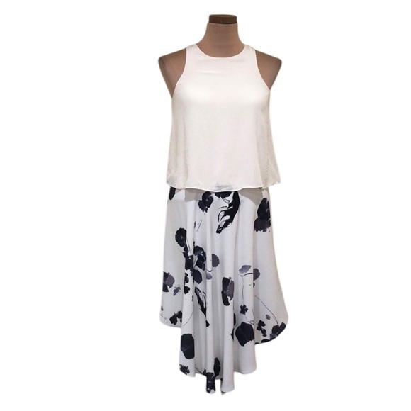 Tibi Midi Dress Size 4 White Cream Silk Combo Floral Print - Picture 1 of 10